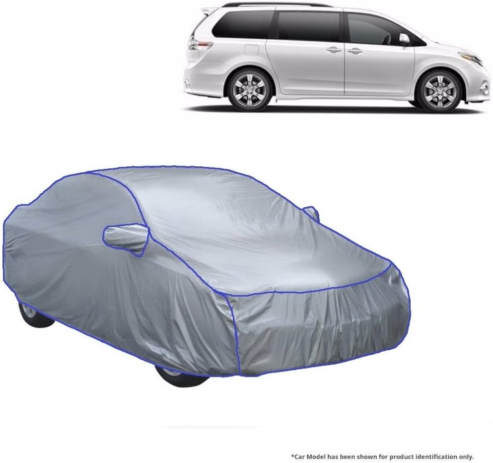 MotRoX Car Body Cover for Toyota Sienna (Silver Matty with Piping on Stitching)