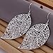 Elegant Fashion Jewelry 925 Silver Plated Stud Dangle Earings Eardrop Skeleton Big Leaf