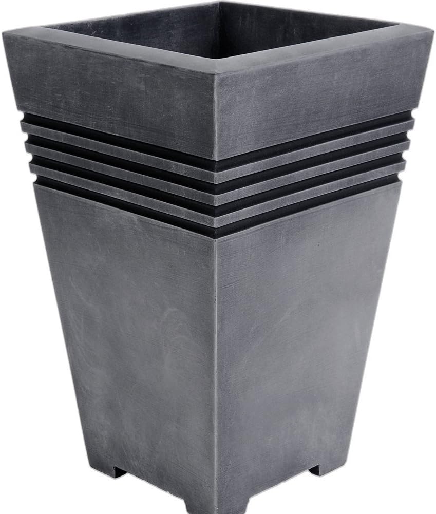 MILANO Tall Plastic Planter 30cm Pewter Colour Amazon.co.uk Garden