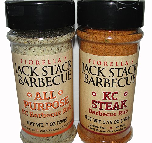 Fiorellas Jack Stack Barbecue All Purpose BBQ Rub 7 Oz and KC Steak BBQ Rub 5.75 Oz Bundle Variety Pack