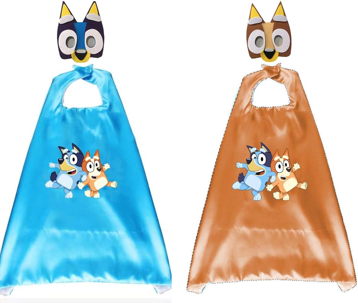 Amazon.com: 2 Set Bluey Bingo Costumes Capes & Masks Felt Masks for