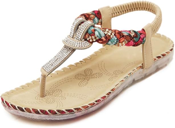 QLIGHA Damen Sandalen Summer Beach Flip Flops Schuh Roman Open Toe