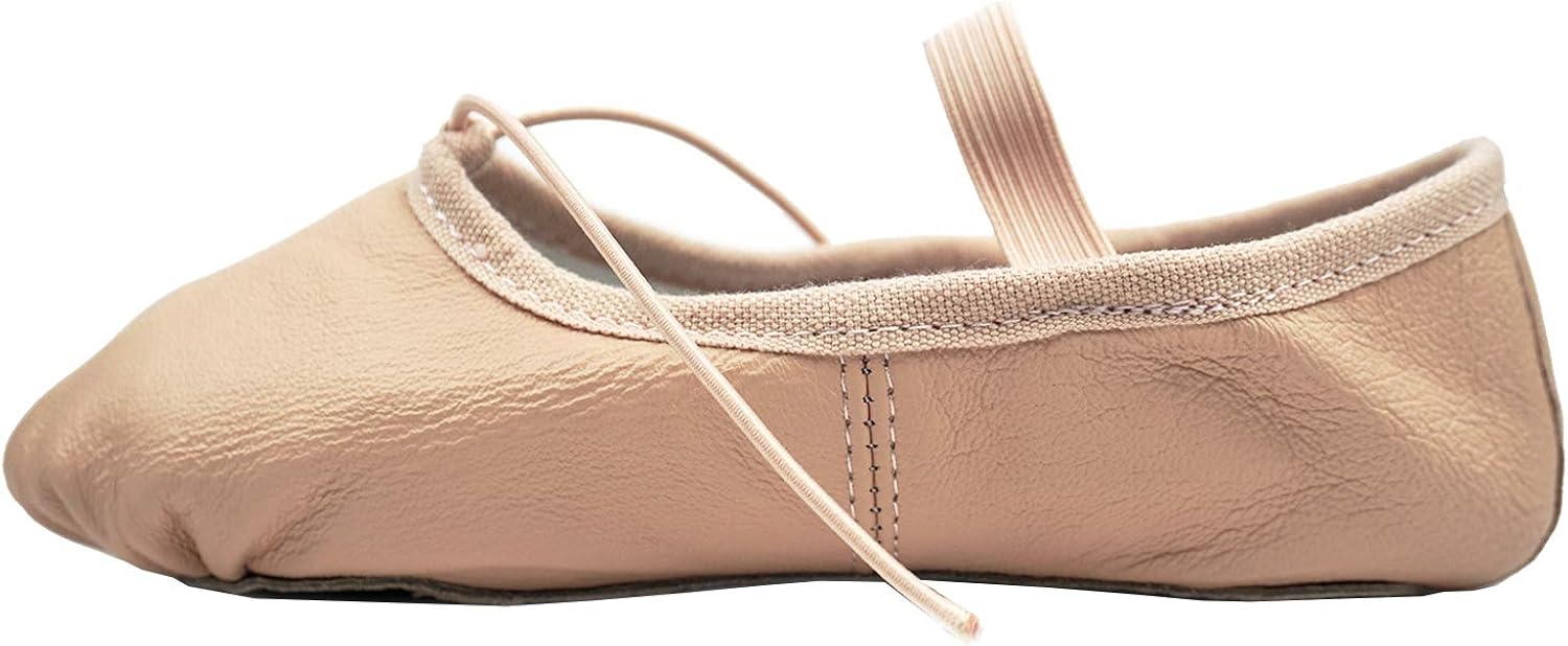 pink leather split sole ballet shoes