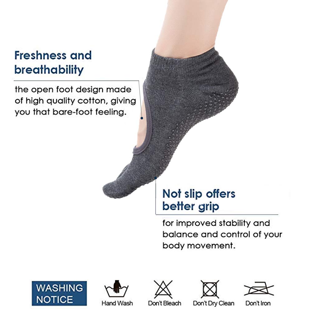 Yoga socks anti skid professional women\'s five fingers,Ideal for Pilates,Pure Barre,Ballet,Dance,Barefoot Workout (2 Pack)
