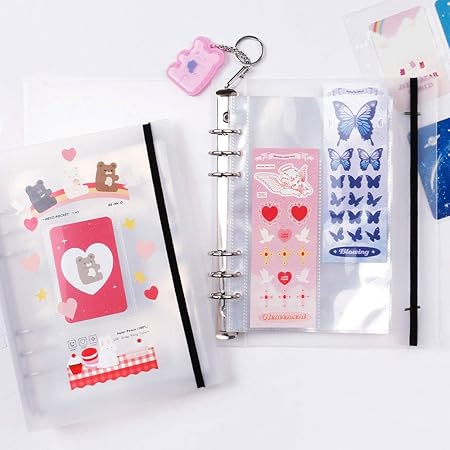 Amazon Beond Deco Pocket 6 Holes File For Photo Cards Stickers フォトカードステッカー保管整理バインダーファイル フォルダ 韓国 文具 A5 Seal Sticker File O型リングファイル 文房具 オフィス用品