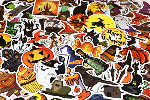 Halloween Stickers Halloween Decals 75 Pcs for Laptops Cars Motorcycle Portable Luggages Ipad Waterproof Sunlight-Proof (C Halloween Style, 75 pcs)