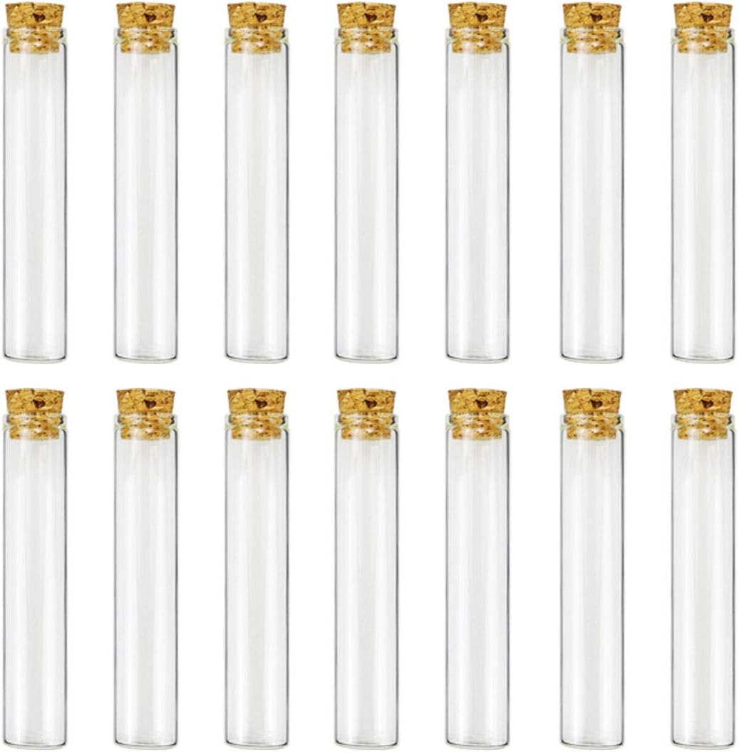 25ml Flat Glass Test Tubes with Cork Stoppers, 0.8" x 3.9", Pack of 30 by Superlele