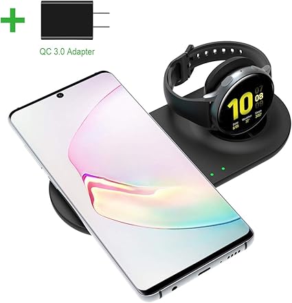 Amazon Com Elobeth Wireless Charging Station Compatible With Samsung Galaxy Watch Charger Active 2 1 Galaxy Watch 3 S20 S10 Note10 9 8 Buds Live Qi Certified Android Devices Wireless Charger Stand Pad Dock Home Audio Theater
