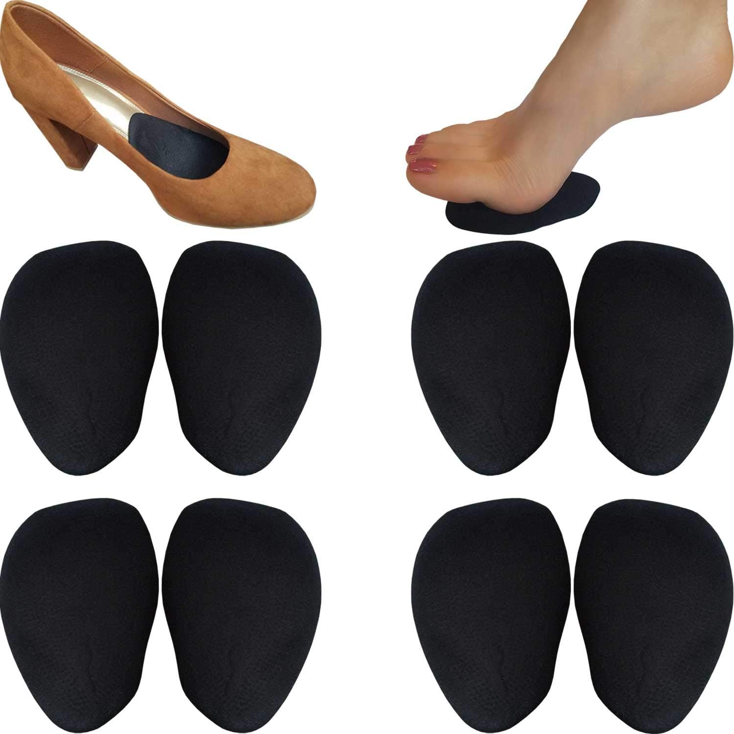 Chiroplax High Heel Cushion Inserts Pads (4 Pairs) Suede Ball of Foot Forefoot Metatarsal Anti Slip Shoe Insoles for Women (Beige, Normal Thickness): Health & Personal Care