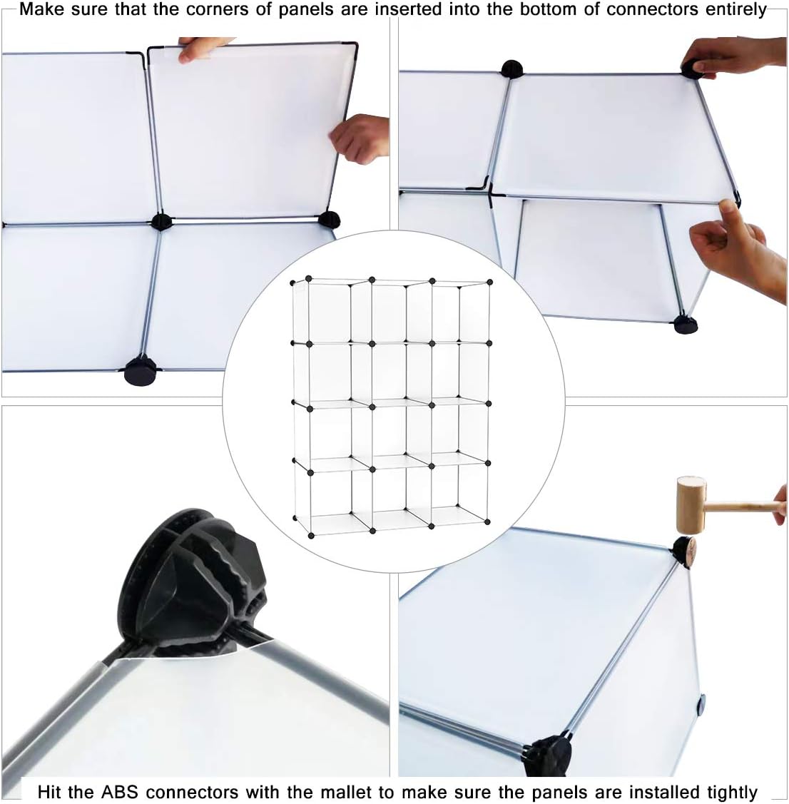 C&AHOME Cube Storage Organizer, 12-Cube Shelves Units, Closet Cabinet, DIY Plastic Modular Book Shelf, Ideal for Bedroom, Living Room, Office, 36.6" L x 12.4" W x 48.4" H Translucent White: Furniture & Decor