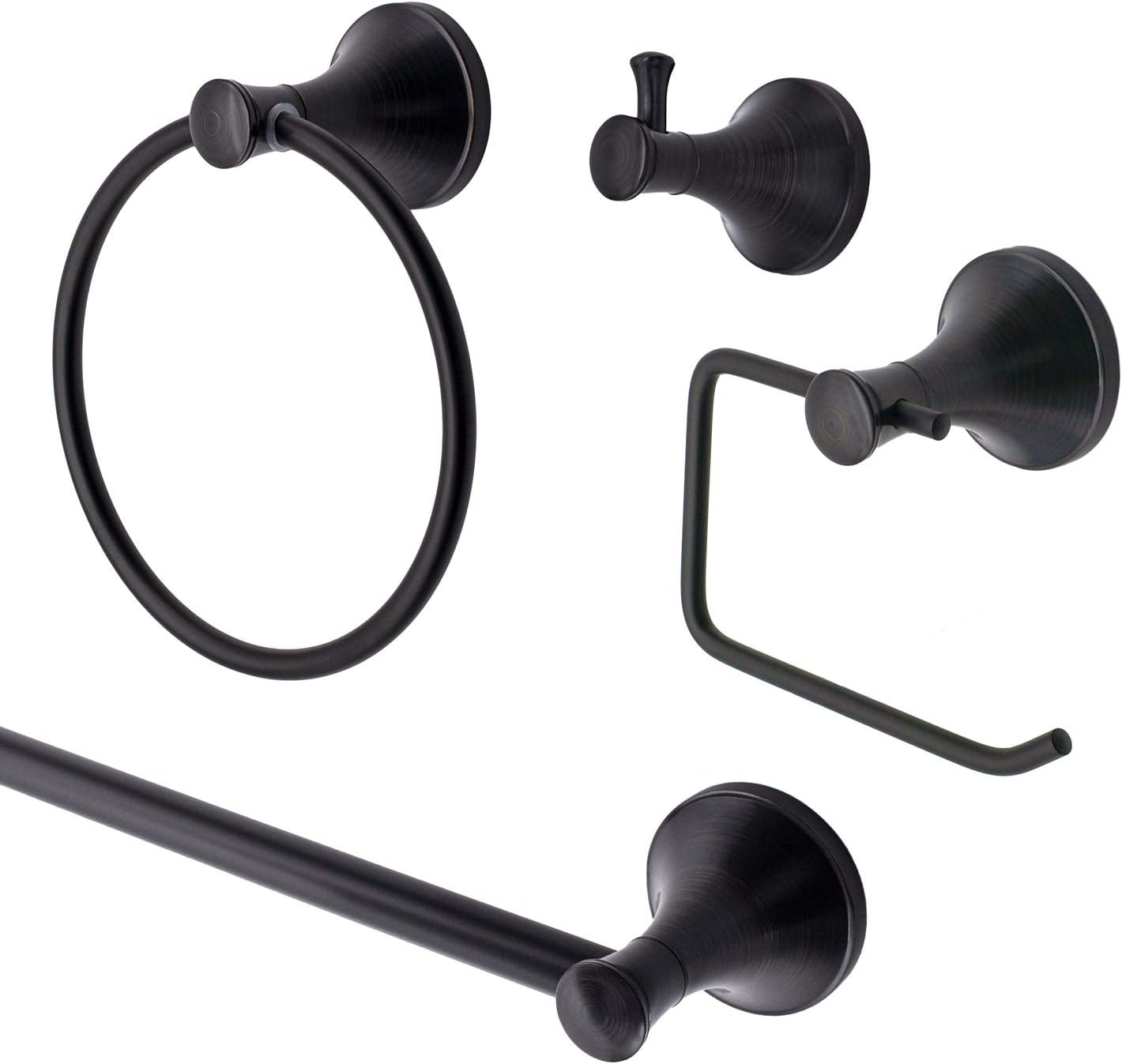 Bennington Windsor 4 Piece Euro Bath Hardware 32-in. Towel Bar Bathroom Accessory Set, Oil Rubbed Bronze