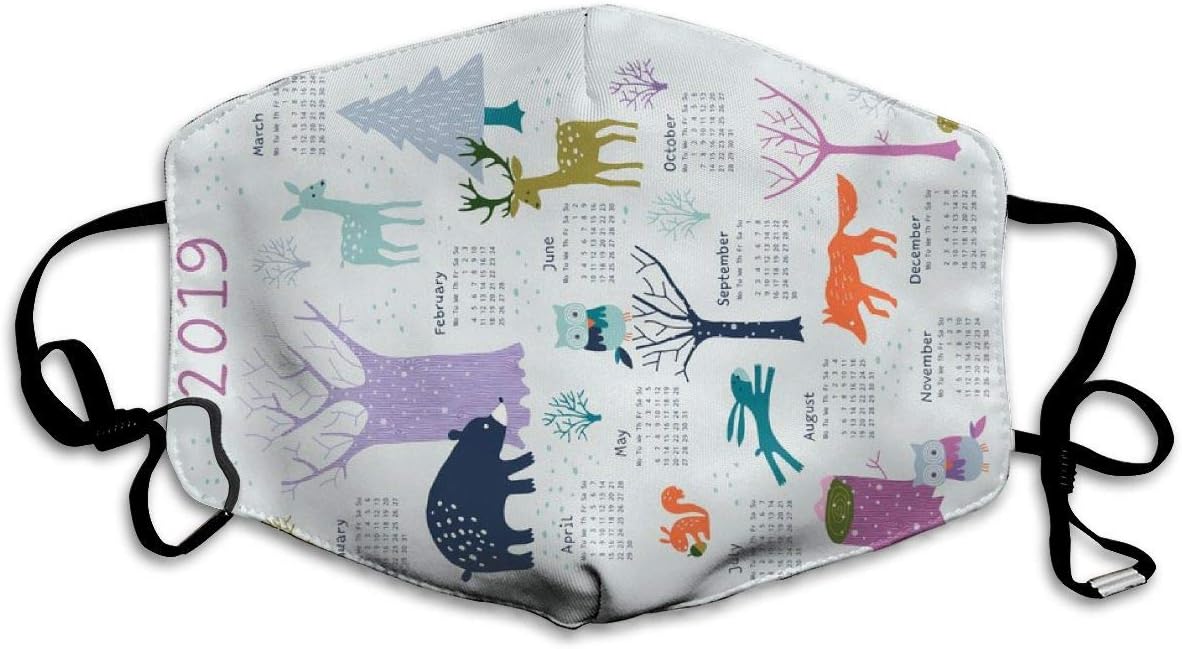 Winter Woodland Tea Towel Calendar 2019 Anti Dust Mask Anti Pollution Washable Reusable Mouth Masks