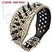 Berry Pet 3 Inch Width Bronze Sharp Spiked Studded Leather Dog Collar for Training,Sports,Walking,Travel,Dog Show,Heavy Duty,Medium Dogs,Pitbull,Labrador,Boxer,Neck for 19-22