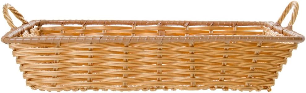 Storage Basket, Rectangular, Natural Color with Handles - 18"L x 12"W x 3 1/2"H