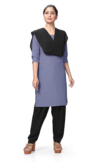 Uniform Sarees Corp Womens Poly Cotton Unstitched Salwar Kameez Dress Materials for Support Staff Uniforms (Dark Grey;Black)