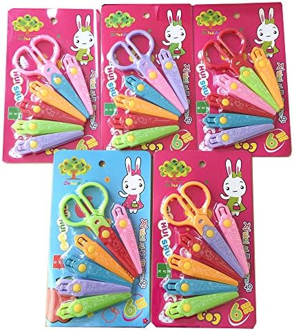 Plastic Safety Scissors Set for Kids, Toddlers, Preschool Classroom Training Construction Paper Crafts (6 Patterns)(1 Pc.)