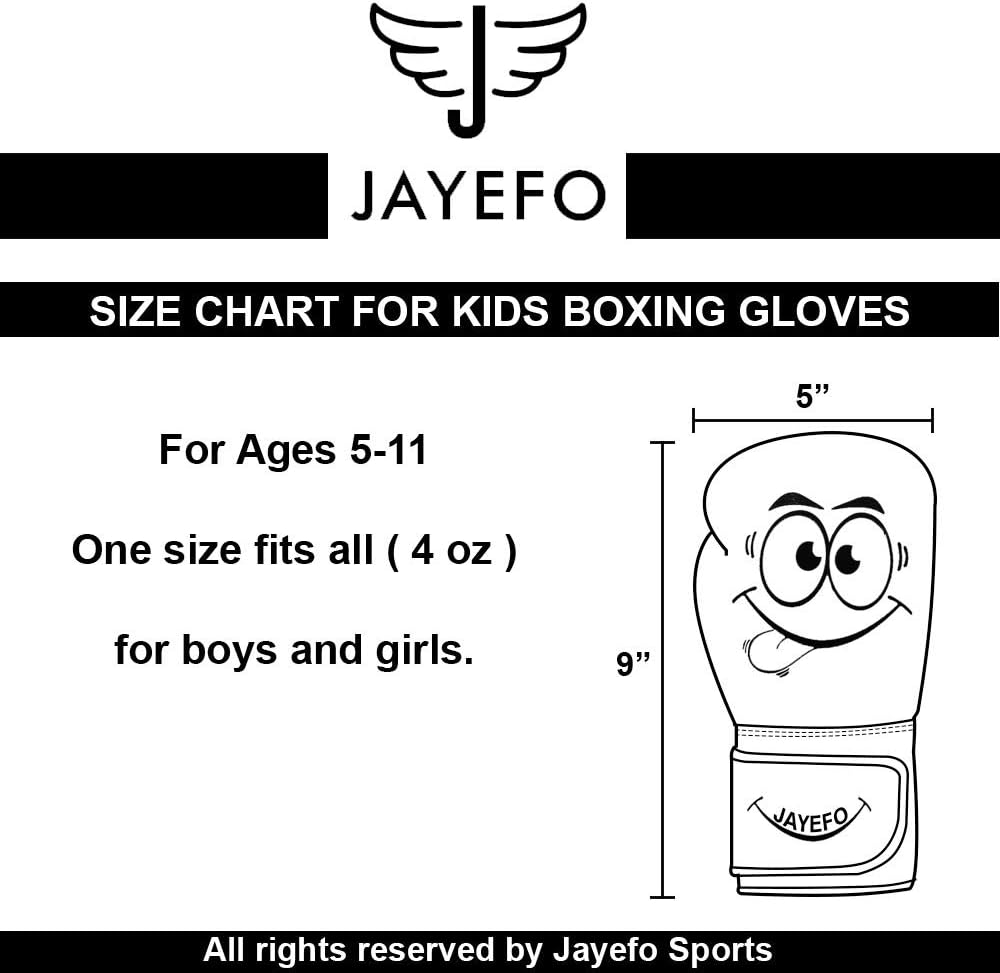 Jayefo Kids Boxing Gloves, Boxing Gloves for Kids} Sizes 4-6 OZ for Ages 5-11 Training MMA Boys Girls {Punching Bag Gloves} Kickboxing Muay Thai Youth Junior Gloves : Sports & Outdoors