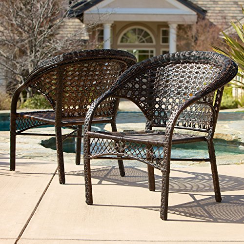 Christopher Knight Home 278762 Malibu Furniture ~ Outdoor Wicker Stacking Patio Dining Chair (Se ...