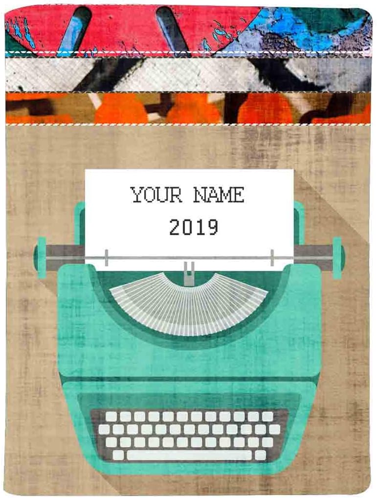 Nutcase Personalized Designer Notebook Dairy with PU Leather Cover– Re-fillable Notepad Journal 8 INx 6 IN 150 ruled pages - Typewritter