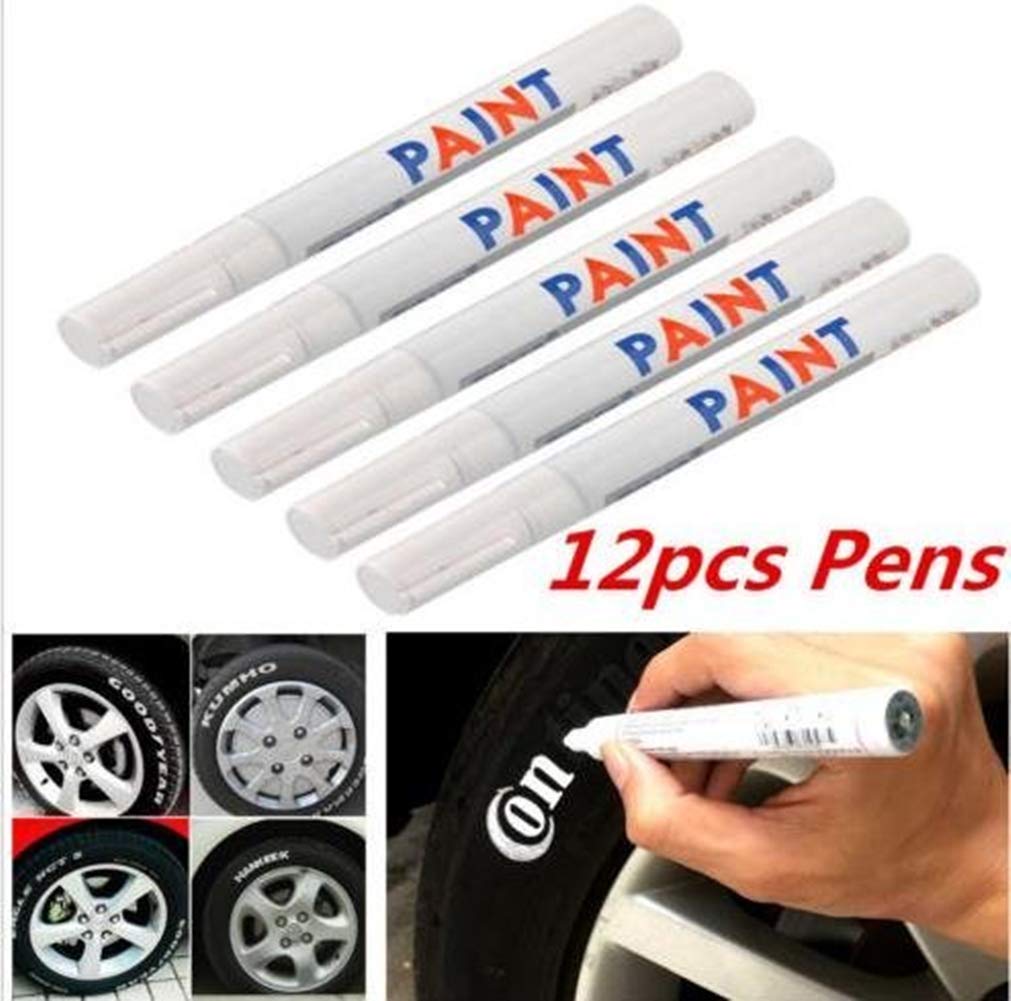 EPRHY Waterproof Tyre Paint Marker Pens 12PCS White Permanent Marker Paint Pen Great Idea for
