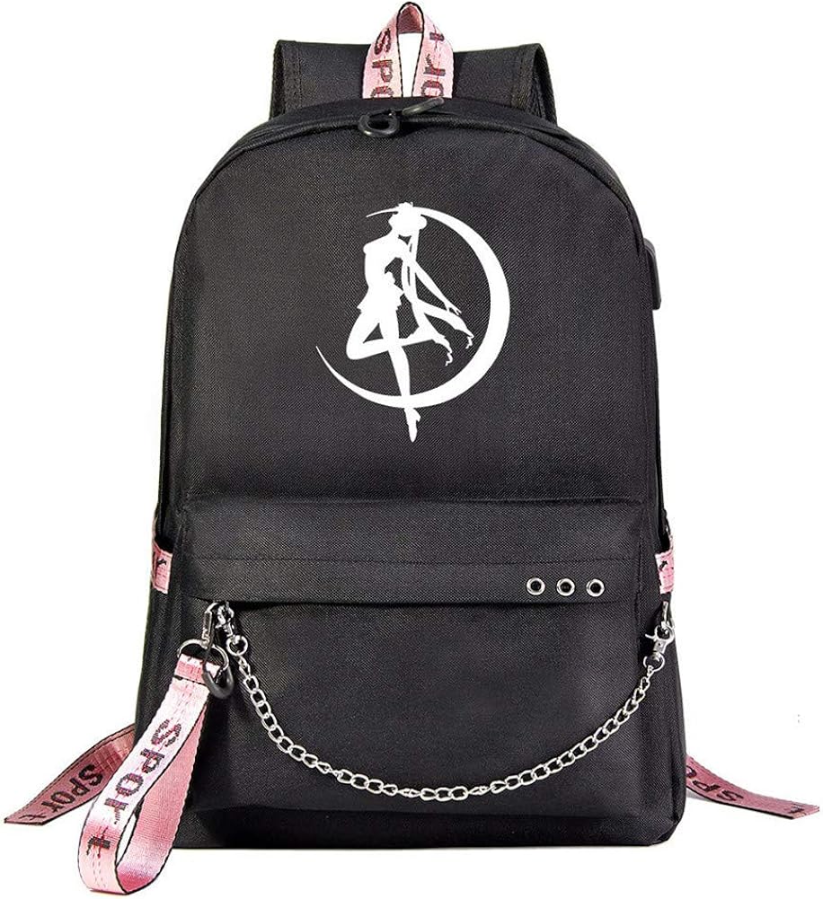 Gumstyle Sailor Moon Anime 15.6" Laptop Backpack with Chain Schoolbag for Grils
