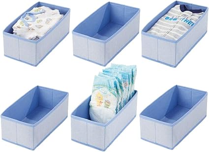 Mdesign Corbeille De Rangement Pour Bebe Lot De 6 Box De Stockage En Polypropylene Pour Produits De Bebe Couettes Etc Module De Rangement Ideal Aussi Pour Les Jouets Bleu