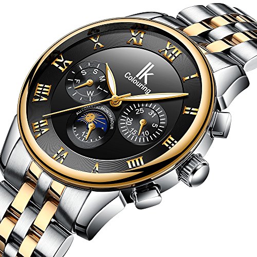 GLEIM Mens Watches, Luxury Business Casual Stainless Steel Bracelet Automatic Mechanical Men Wrist Watch
