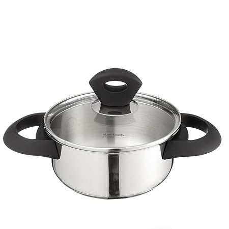 Original Steinbach Bratentopf | Mitaro | 16 cm | 1,4 l | Edelstahl rostfrei | mit Glasdeckel | Topf | Kochtopf | Induktion | Innenskalierung