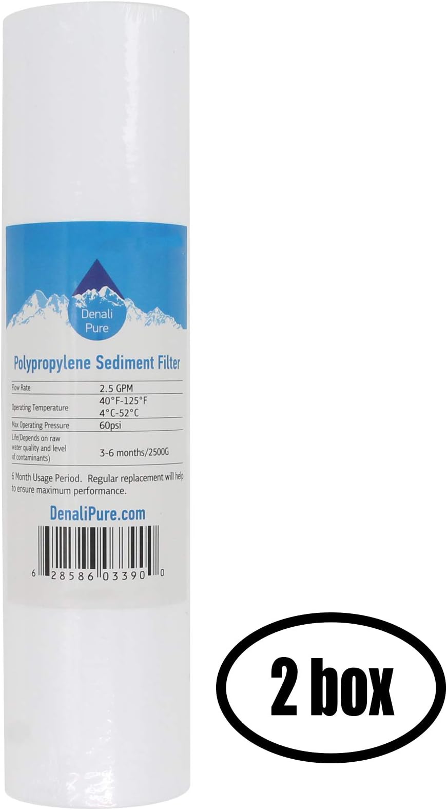 Denali Pure 2 Boxes of Replacement for Crystal Quest CQE-CT-00120 Polypropylene Sediment Filter - Universal 10-inch 5-Micron Cartridge for CRYSTAL QUEST Mega Water Filter system Brand