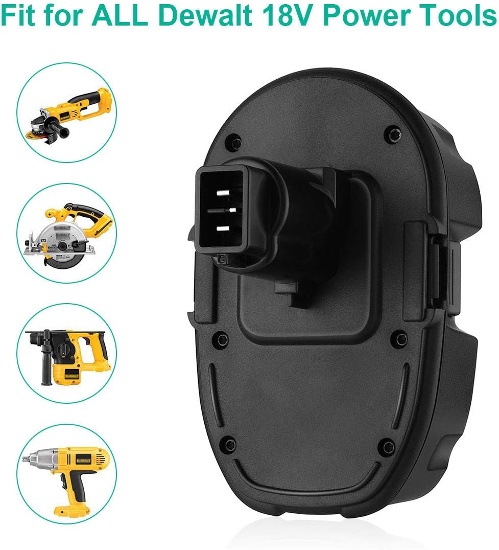 FirstPower Compatible Dewalt 18V Battery Replacement DC9096 DC9098, Compatible with Dewalt 18V XPR Cordless Power Tools DC9096 DC9098 DC9099 DW9095 DW9096 DW9098 DE9038 NI-MH 3700mAh 2Packs - - 