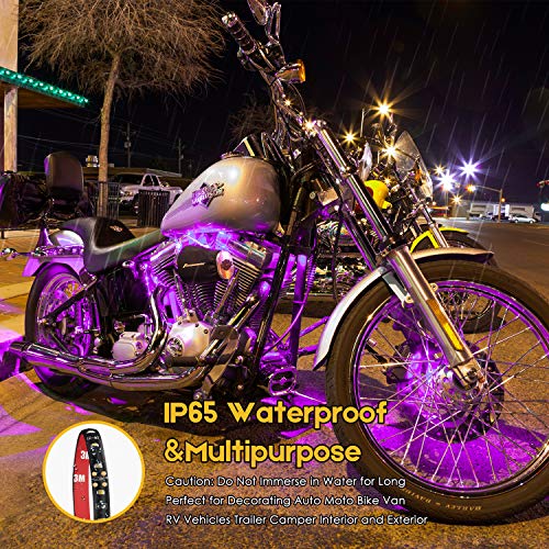Geeon 4-Pack Pink-Purple Car LED Strip Lights 12''/cm 12V for Automotive Trucks Motorcycle Boats Interior Lighting Waterproof UL Listed