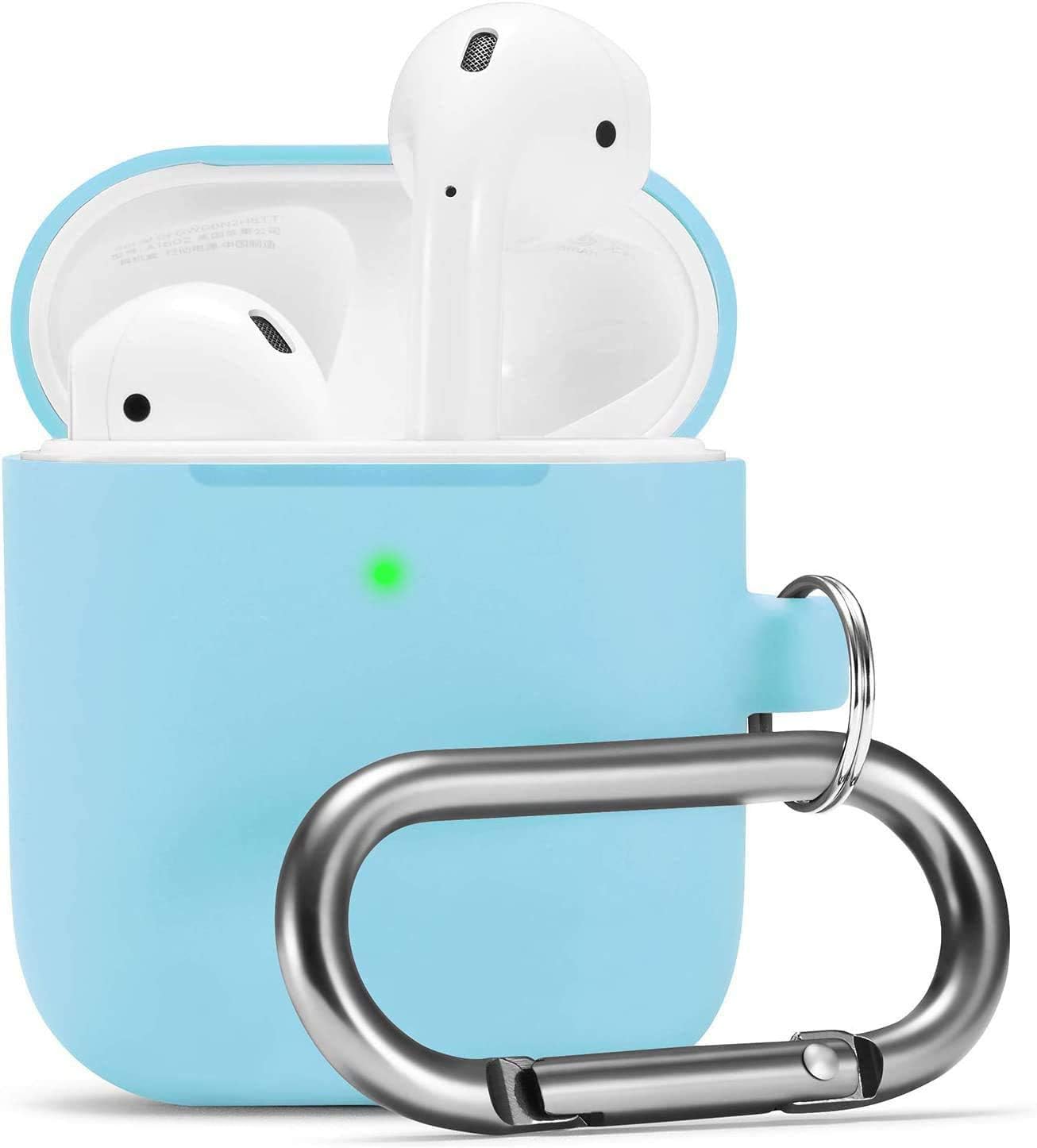 Camyse Airpods Case, Airpod Silicone Skin Cases Cover, Full Protective Durable Shockproof Drop Proof with Keychain Compatible with Apple Airpods 2 & 1 Charging Case ,Airpods Accesssories (Sky Blue)