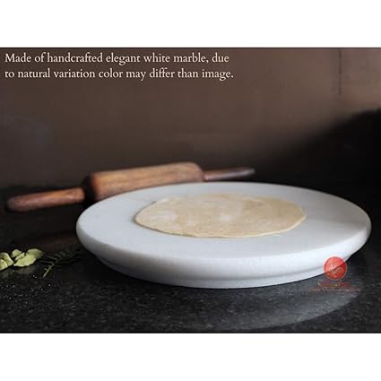 SAUDEEP INDIA Marble Round Roti Maker with Anti-skid bottom (White, 10 Inches)