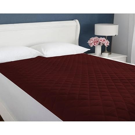 DHAWARIYAS Microfiber Waterproof Single Bed Mattress Protector, 36x 72 Inches(Maroon)