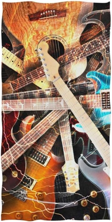 Auskid Fashion Guitar Hand Towel Washcloth Bath Towel for Face Gym Hotel Spa