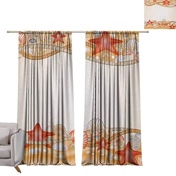 Amazon Com Gygygys Blackout Window Curtain Beach Sand Seashells