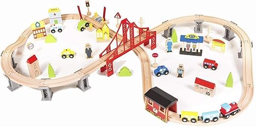 70 piece wooden train set