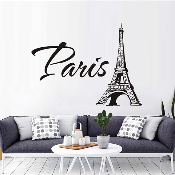 Qwerlp Pegatinas De Pared París La Torre Eiffel Sala De Estar Tv Sofá