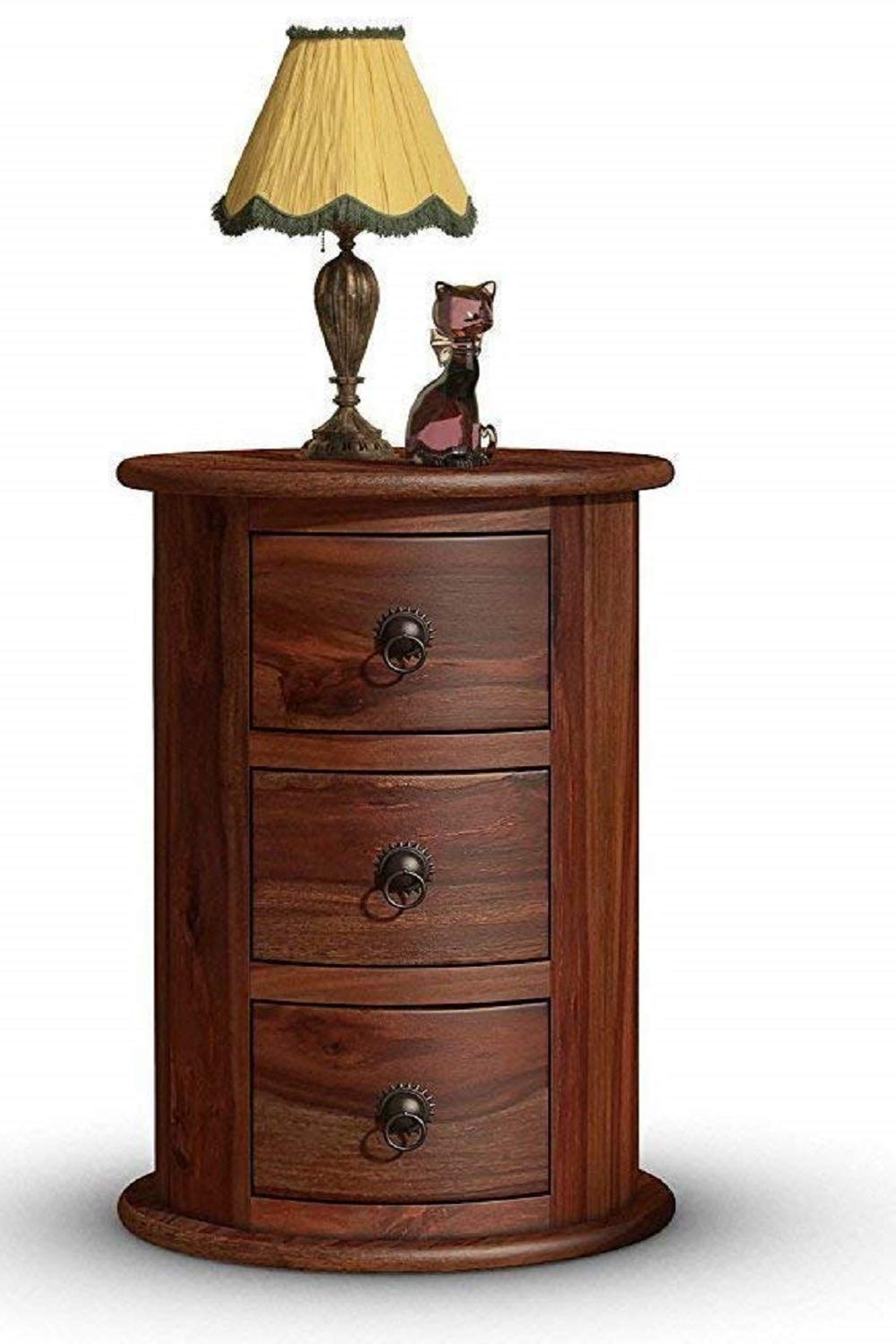 Cherry Wood Sheesham Wood Round Dressers and Chests of Drawers for Storage (Brown)