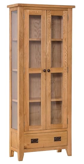 The Furniture Outlet Rustic Oak Display Cabinet Amazon Co Uk