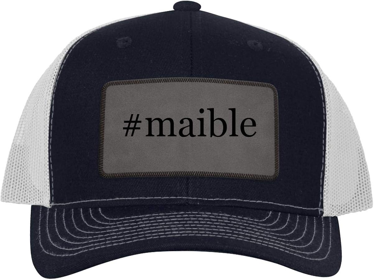 Maible Hashtag Leather Grey Patch Engraved Trucker Hat