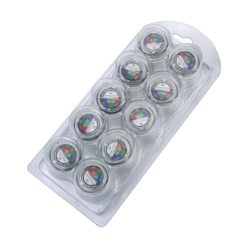 10Pack Mini Submersible Lights,LUXJET® Waterproof Underwater Lights with Remote control,Colorful Mood Lights for Aquarium, Vase, Pond, Swimming Pool, Garden,Party, Wedding Decoration(button batteries included)