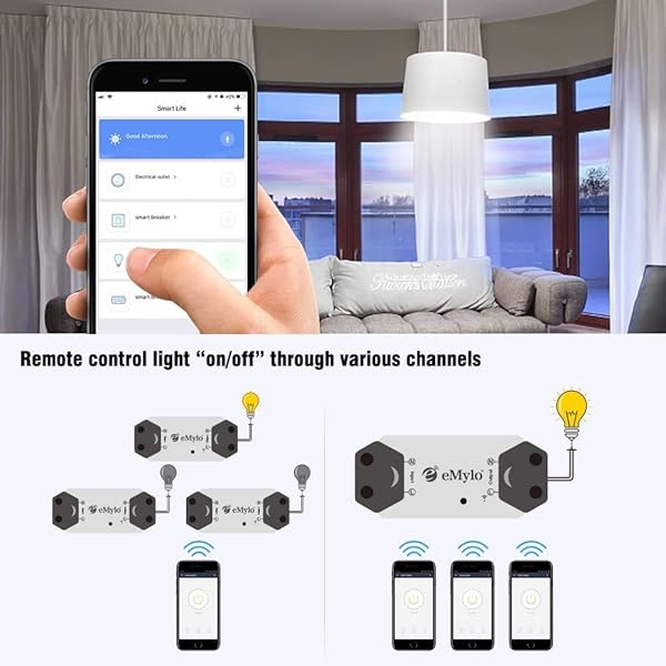 eMylo Interruptor WiFiInterruptor Inalmbrico Inteligente Wifi Conmutador de Control Remoto del TemporizadorSmart Hogar 1 Vas Wifi Smart Switch Compatible con Alexa Google Home iOS Android 2 Pack