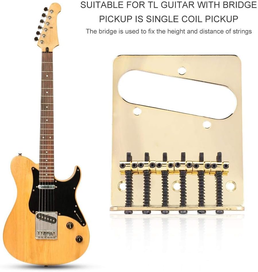 Telecaster Guitar Bridge, Metal Guitar Bridge with Screws Wrench for TL Tele Telecaster Electric Guitar of Single Coil Pickup(Gold) - Image 3