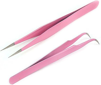 Eyelash Tweezers Elisona 2 Pcs Stainless Steel Ingrown Hair
