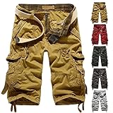 Leward Mens Casual Slim Fit Cotton Solid Multi-Pocket Cargo Camouflage Shorts