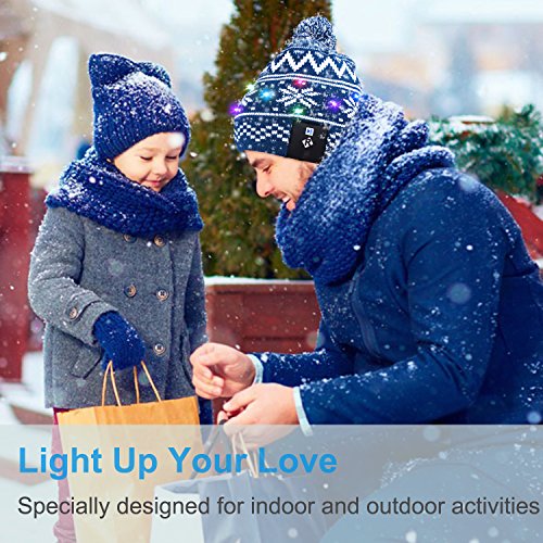 Rotibox LED String Light Up Beanie Hat Knit Cap with Copper Wire Colorful Lights 18 LEDs for Men Women Indoor and Outdoor, Festival, Holiday, Celebration, Parties, Bar, Blue