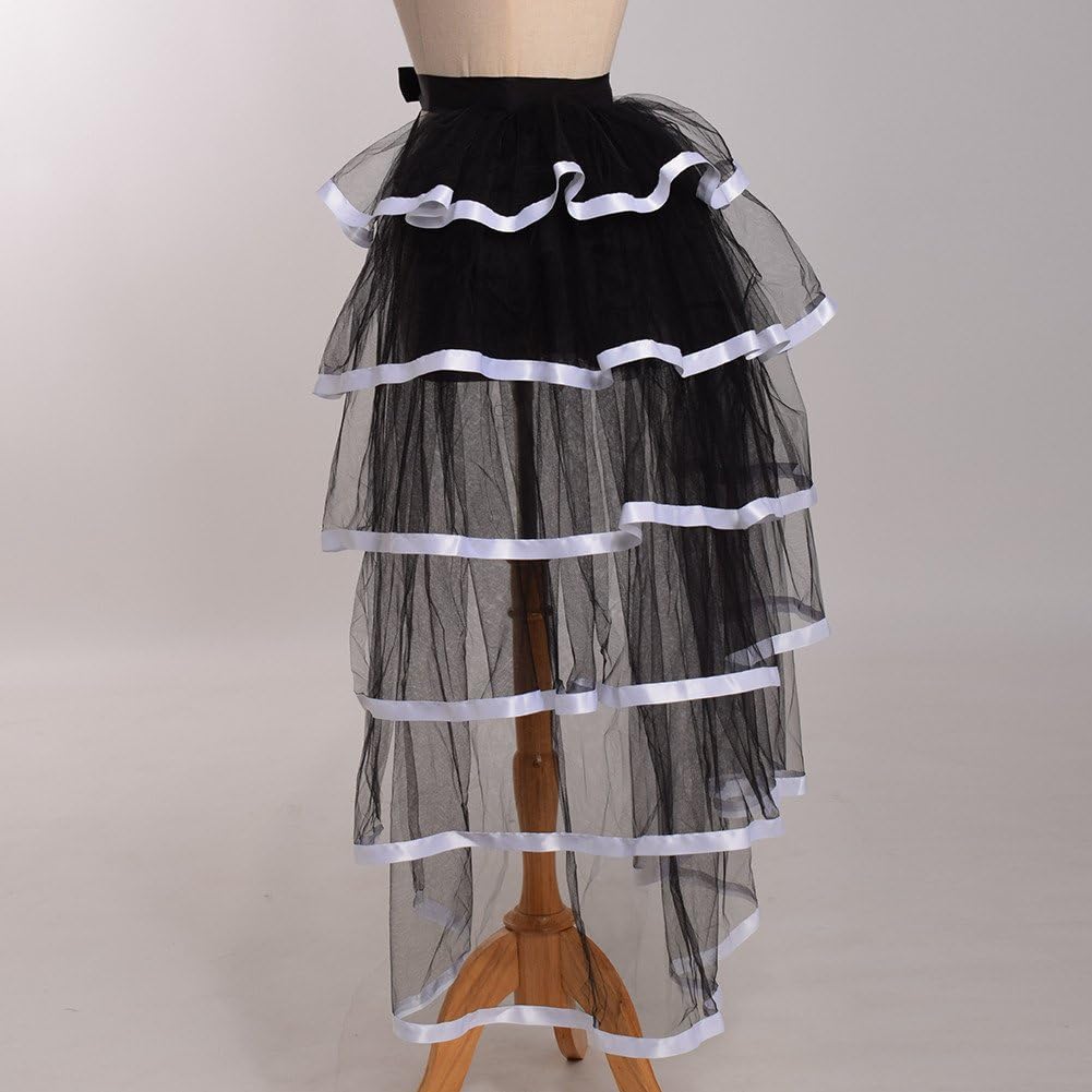 GRACEART Victorian Steampunk Tulle Bustle Vintage Tutu Belt Lace Underskirt Neo-gothic Costume, White Hem - Image 4