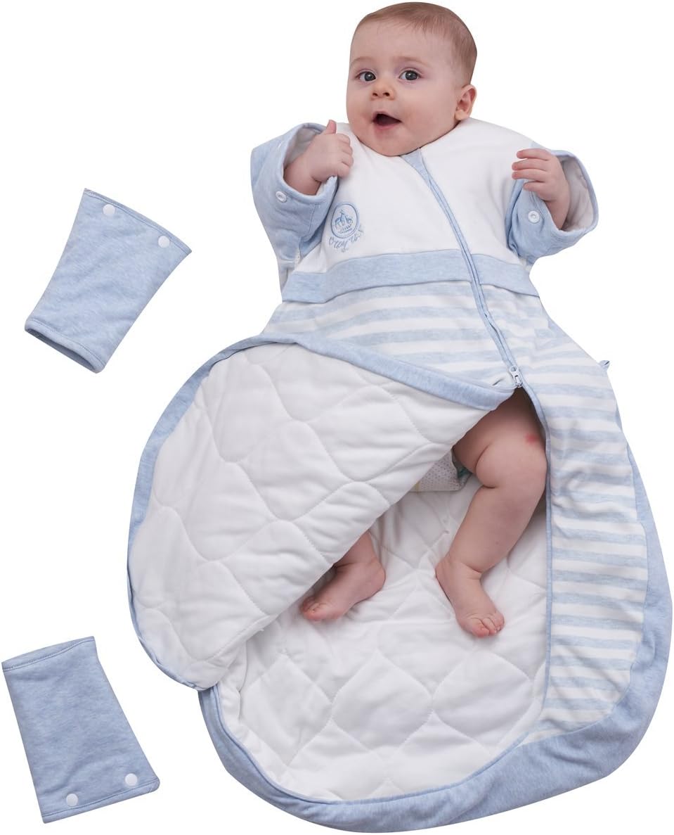 OuYun Baby Organic Sleeping Bag Detachable Sleeve Wearable Blanket Spring&Autumn