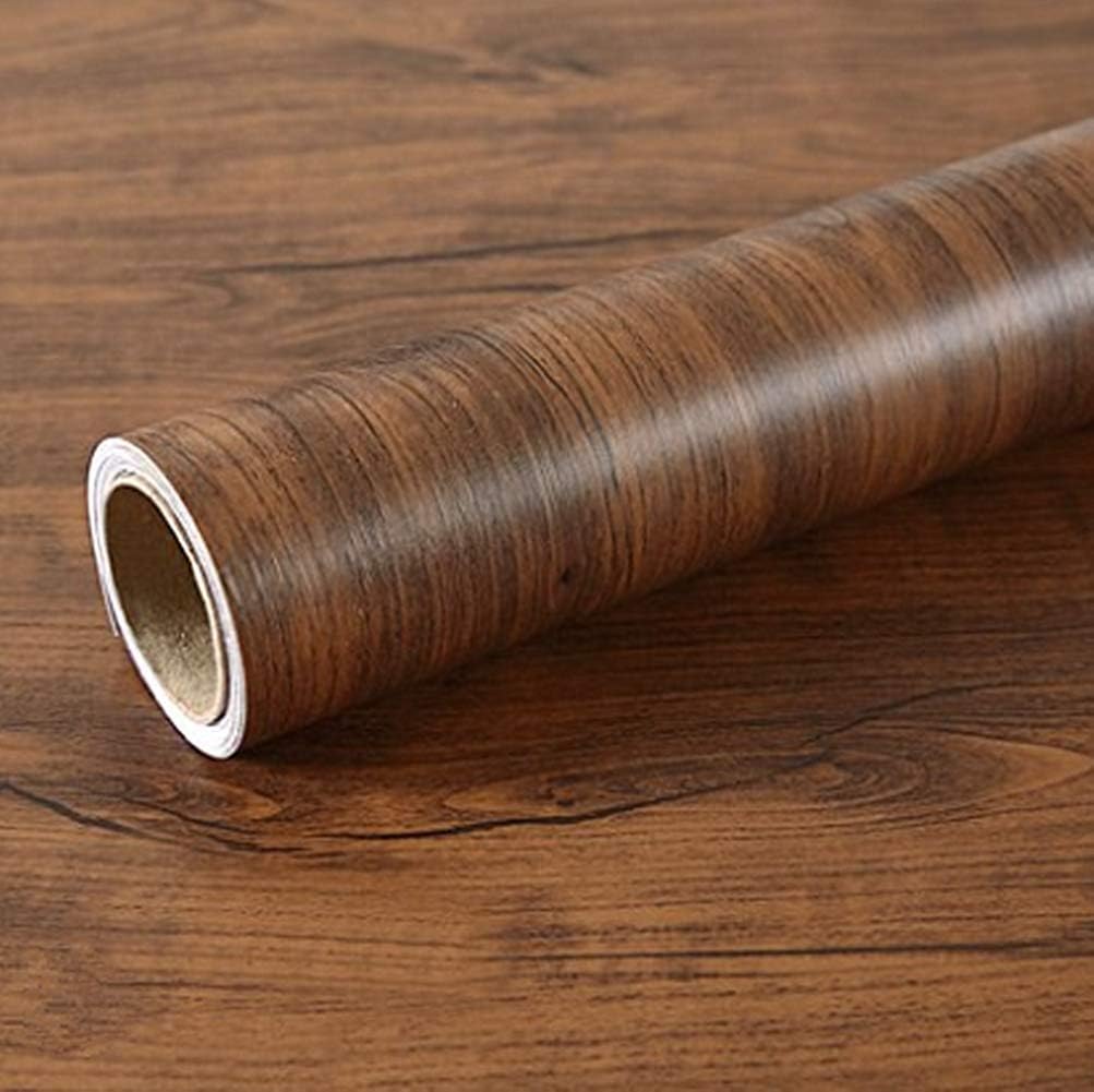 Brown Oak Wood Grain Adhesive Vinyl Peel Stick Film Counter Top Covering Furniture Cabinets Wardrobe Shelf Liner Wallpaper Sticker 40cm by 200cm - Image 5